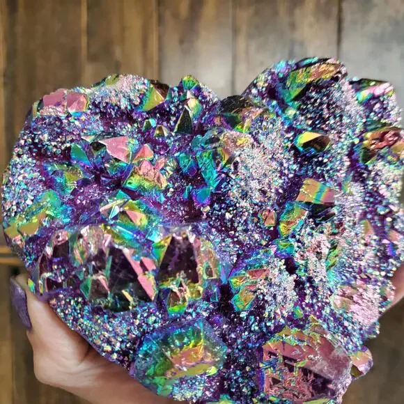 3lbs+ Pineapple Quartz Heart Aura Rainbow Angel Crystal XL Carving1450 Grams